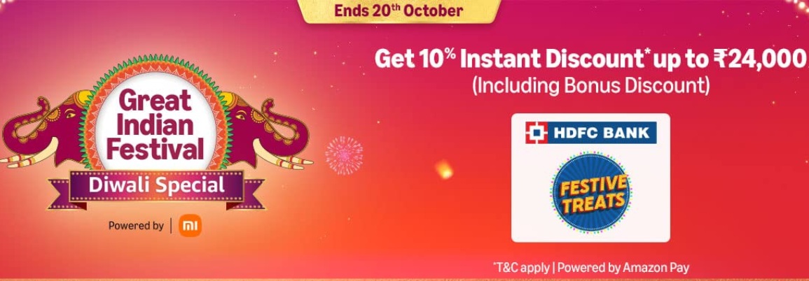 India Desire : Amazon Great Indian Festival Diwali Special Sale Offers [23rd Sep 2025]: Upto 90% Off Festive Deals + Extra 10% Off With HDFC Bank Cards